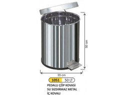 PEDALLI ÇÖP KOVASI 50 LT PASLANMAZ İÇ KOVALI 1051